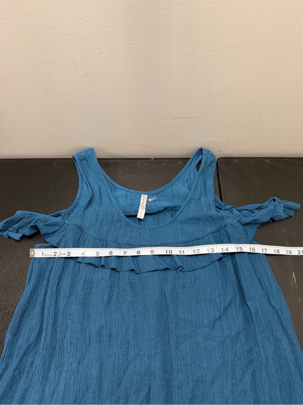 Cold-Shoulder Ruffle Tank Top in Denim Blue - Picture 4 of 6